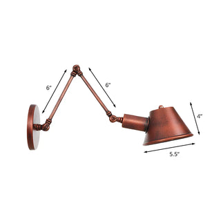 ZOWALA - Industrial Cone Adjustable Swing Arm Rust Red Wall Sconce Image - 9