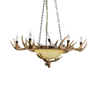 ZOWALA - Rustic Antler Glass Bowl Candle Chandelier Image - 4