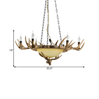 ZOWALA - Rustic Antler Glass Bowl Candle Chandelier #size