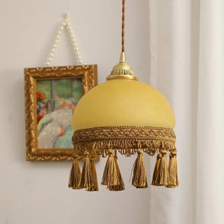 Rustic Dome White Glass Pendant Light for Living Room Image - 3