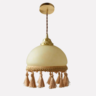 Rustic Dome White Glass Pendant Light for Living Room Image - 4