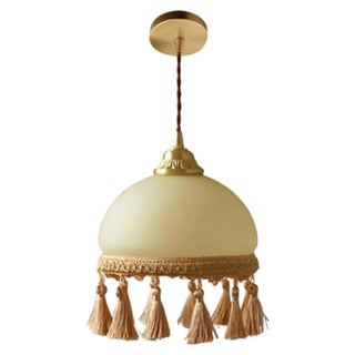 Rustic Dome White Glass Pendant Light for Living Room Image - 5