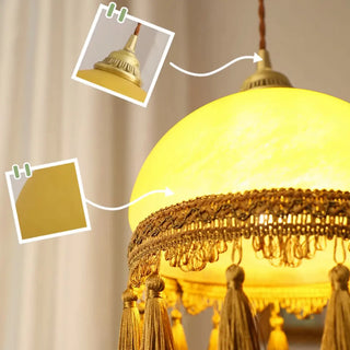 Rustic Dome White Glass Pendant Light for Living Room Image - 7