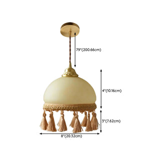 Rustic Dome White Glass Pendant Light for Living Room #size