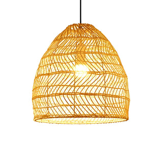 ZOWALA - Rustic Modern Beige Rattan Bell Restaurant Pendant Light Image - 14