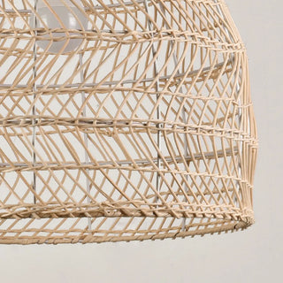 ZOWALA - Rustic Modern Beige Rattan Bell Restaurant Pendant Light Image - 13