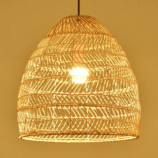 ZOWALA - Rustic Modern Beige Rattan Bell Restaurant Pendant Light Image - 8