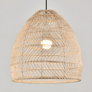ZOWALA - Rustic Modern Beige Rattan Bell Restaurant Pendant Light Image - 9