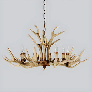 ZOWALA - Antler Candle Resin Beige Bedroom Farmhouse Chandelier Image - 10