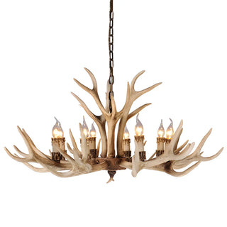 ZOWALA - Antler Candle Resin Beige Bedroom Farmhouse Chandelier Image - 11