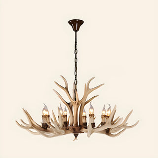 ZOWALA - Antler Candle Resin Beige Bedroom Farmhouse Chandelier Image - 12