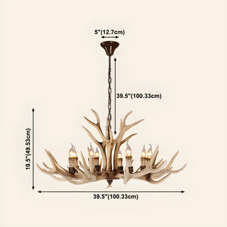 ZOWALA - Antler Candle Resin Beige Bedroom Farmhouse Chandelier #size