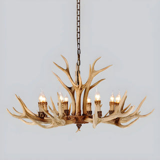 ZOWALA - Antler Candle Resin Beige Bedroom Farmhouse Chandelier Image - 5