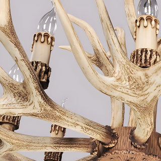ZOWALA - Antler Candle Resin Beige Bedroom Farmhouse Chandelier Image - 6