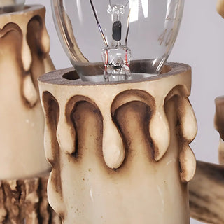 ZOWALA - Antler Candle Resin Beige Bedroom Farmhouse Chandelier Image - 7