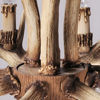 ZOWALA - Antler Candle Resin Beige Bedroom Farmhouse Chandelier Image - 9