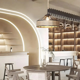 Modern Rustic Cylinder Brown Restaurant Pendant Light Zawala Image - 2