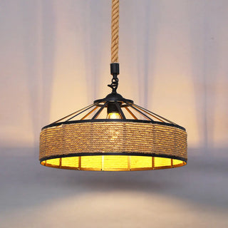 Modern Rustic Cylinder Brown Restaurant Pendant Light Zawala Image - 5