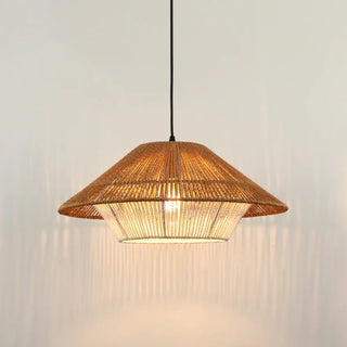Modern Rustic Cylinder Brown Restaurant Pendant Light Zawala Image - 6