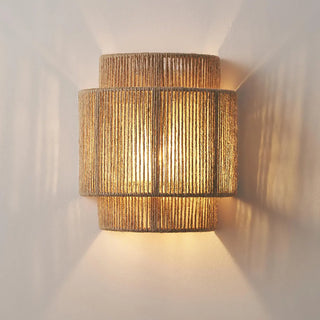 Handwoven Rustic Rope Beige Bedside Wall Sconce Zawala Image - 6