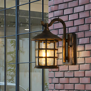 ZOWALA - Rustic Black Glass Lantern Outdoor Wall Light Image - 1