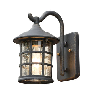 ZOWALA - Rustic Black Glass Lantern Outdoor Wall Light Image - 7