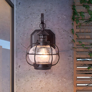 ZOWALA - Rustic Bronze Cage Globe Outdoor Wall Light Image - 10