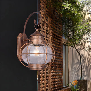 ZOWALA - Rustic Bronze Cage Globe Outdoor Wall Light Image - 13