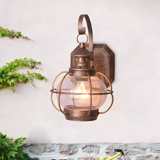 ZOWALA - Rustic Bronze Cage Globe Outdoor Wall Light Image - 14