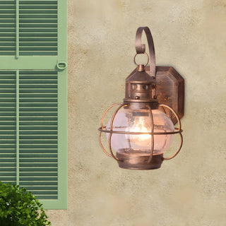 ZOWALA - Rustic Bronze Cage Globe Outdoor Wall Light Image - 15