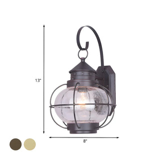 ZOWALA - Rustic Bronze Cage Globe Outdoor Wall Light #size