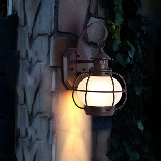 ZOWALA - Rustic Bronze Cage Globe Outdoor Wall Light Image - 2