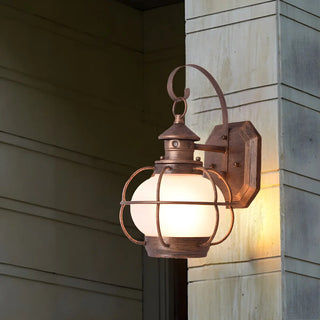 ZOWALA - Rustic Bronze Cage Globe Outdoor Wall Light Image - 3