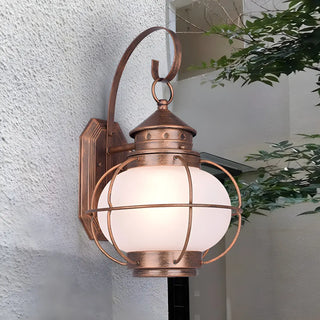 ZOWALA - Rustic Bronze Cage Globe Outdoor Wall Light Image - 4