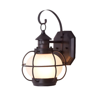 ZOWALA - Rustic Bronze Cage Globe Outdoor Wall Light Image - 5