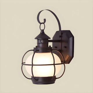 ZOWALA - Rustic Bronze Cage Globe Outdoor Wall Light Image - 6