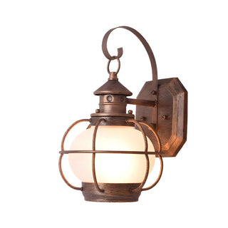 ZOWALA - Rustic Bronze Cage Globe Outdoor Wall Light Image - 8
