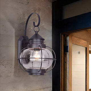 ZOWALA - Rustic Bronze Cage Globe Outdoor Wall Light Image - 9