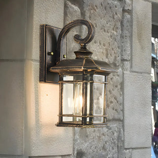 Rustic Curved and Square Exterior Lantern Wall Sconce Zawala Image - 1