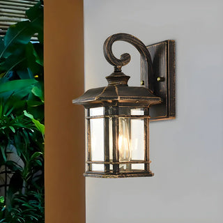 Rustic Curved and Square Exterior Lantern Wall Sconce Zawala Image - 2