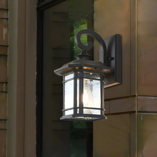 Rustic Curved and Square Exterior Lantern Wall Sconce Zawala Image - 3