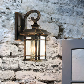 Rustic Curved and Square Exterior Lantern Wall Sconce Zawala Image - 4