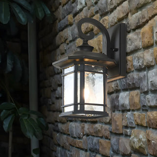 Rustic Curved and Square Exterior Lantern Wall Sconce Zawala Image - 5