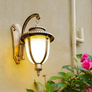 ZOWALA - Rustic Glass Lantern Bronze Exterior Decor Wall Light Image - 2