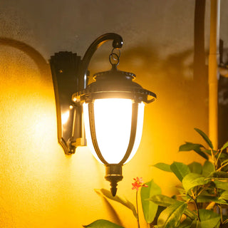 ZOWALA - Rustic Glass Lantern Bronze Exterior Decor Wall Light Image - 3