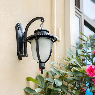 ZOWALA - Rustic Glass Lantern Bronze Exterior Decor Wall Light Image - 5