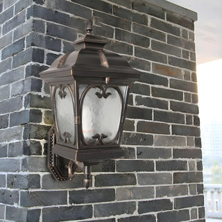 ZOWALA - Rustic Bronze  Ripple Glass Outdoor Wall Light Image - 1