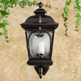 ZOWALA - Rustic Bronze  Ripple Glass Outdoor Wall Light Image - 2