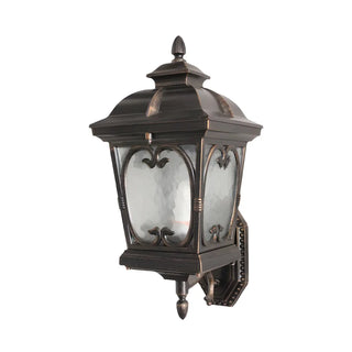 ZOWALA - Rustic Bronze  Ripple Glass Outdoor Wall Light Image - 3