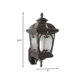 ZOWALA - Rustic Bronze  Ripple Glass Outdoor Wall Light #size
